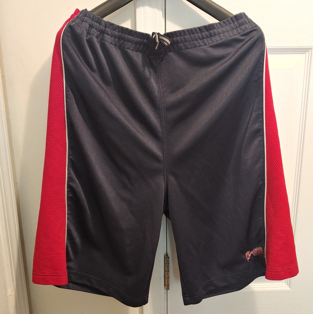 Atlanta Braves embroidered Team Logo True Fan Adjustable Navy & Red shorts